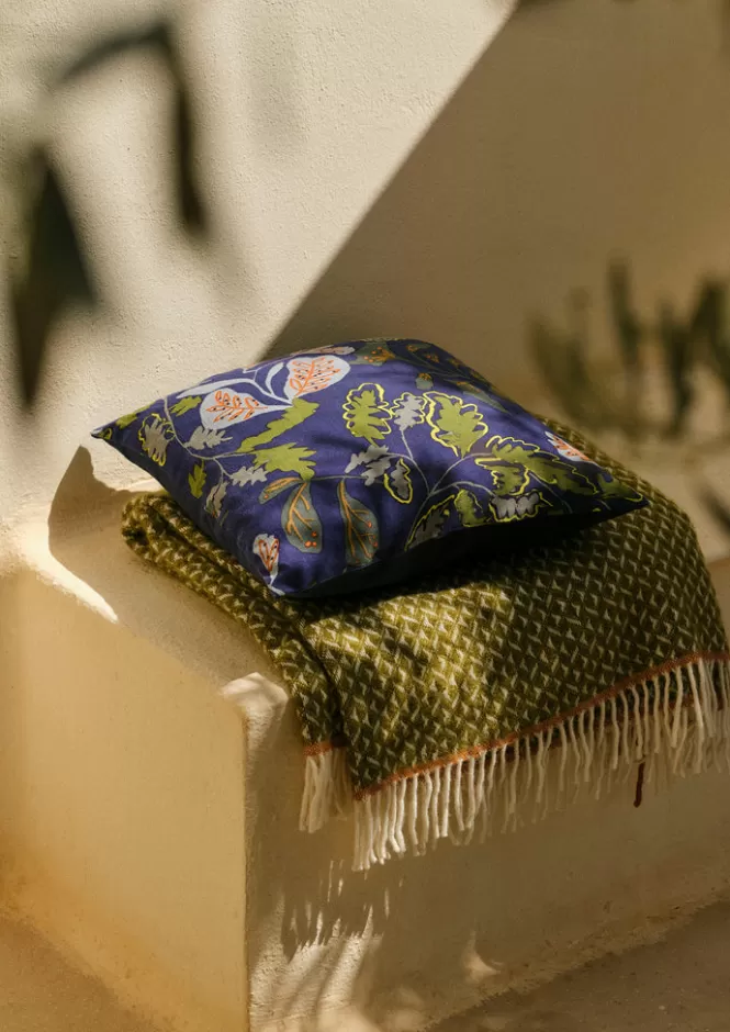 Rivestimento per cuscini in lino naturale con motivo fogliame cascante - Design elegante per arredamento rustico | Accessori casa