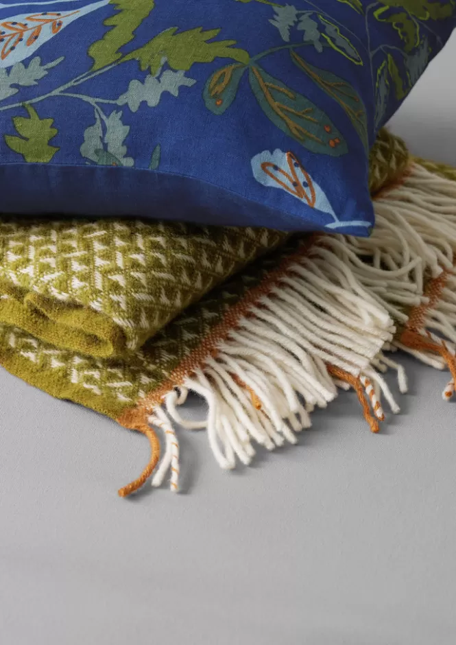 Rivestimento per cuscini in lino naturale con motivo fogliame cascante - Design elegante per arredamento rustico | Accessori casa