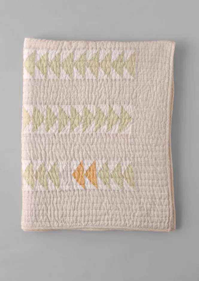 Coperta in Cotone Patchwork a Triangoli con Quadretti - Design Moderno per Letti e Divani | Trapunta Leggera con Motivo Geometrico e Conforto Naturale