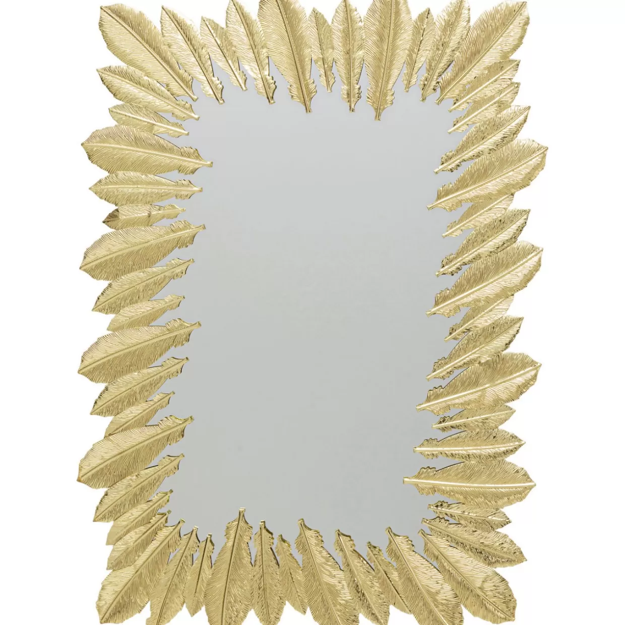 Specchio KARE Design con Piume Eleganti - Decorazione da Parete con Dettaglio Dorato, Dimensioni 69x49 cm