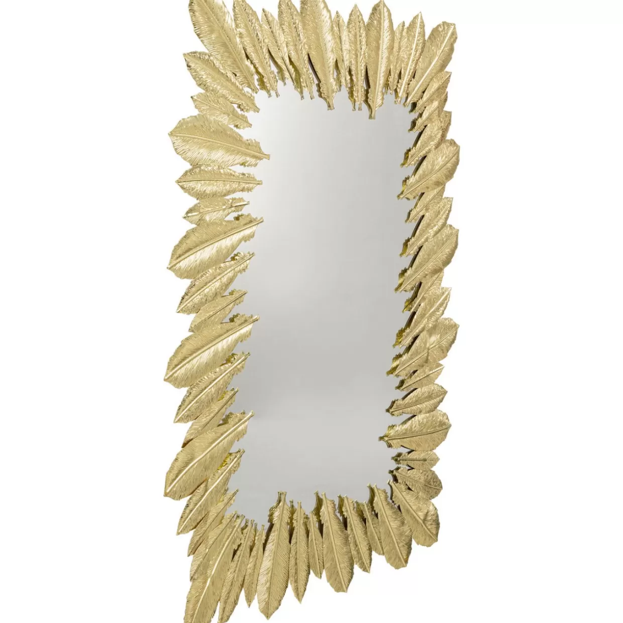 Specchio KARE Design con Piume Eleganti - Decorazione da Parete con Dettaglio Dorato, Dimensioni 69x49 cm