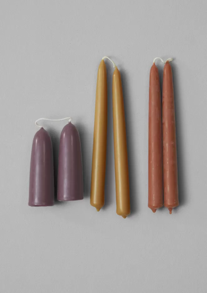 Duetto Candele Rustiche Atelier - Coppia di Cere Tozze con Portacandele in Stile Artigianale